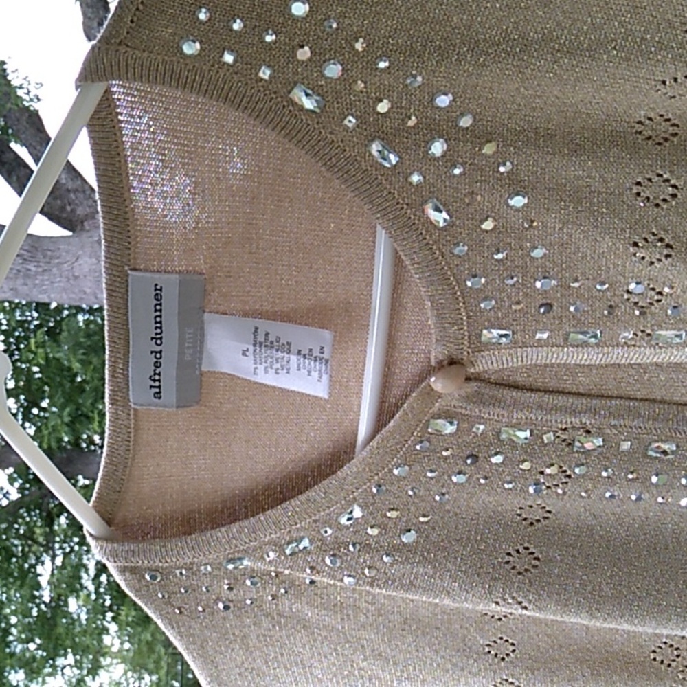 NWOT Alfred Dunner women's Shell lined Top metalic champagne gold color Size PL
